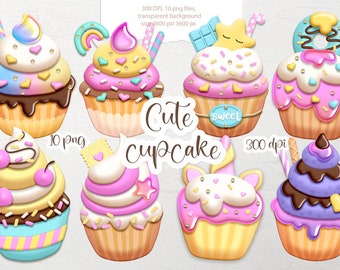 Cupcake clipart, Cupcakes png, Baking clipart, Digital download.