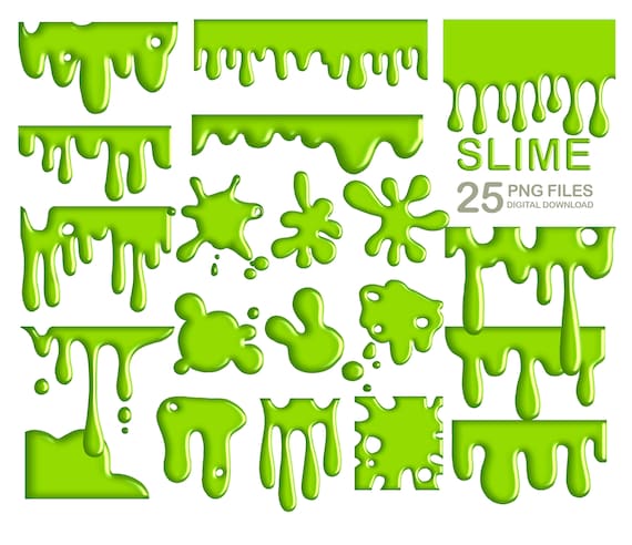 slime c lip art Green Slime Clipart: Dripping PNG Border (digital Download)