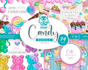Candyland bundle, candyland clipart, sweets png, Digital download.