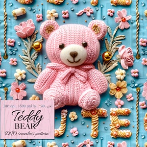 Teddy Bär Muster, 3D Rapport Muster, DIGITAL DOWNLOAD