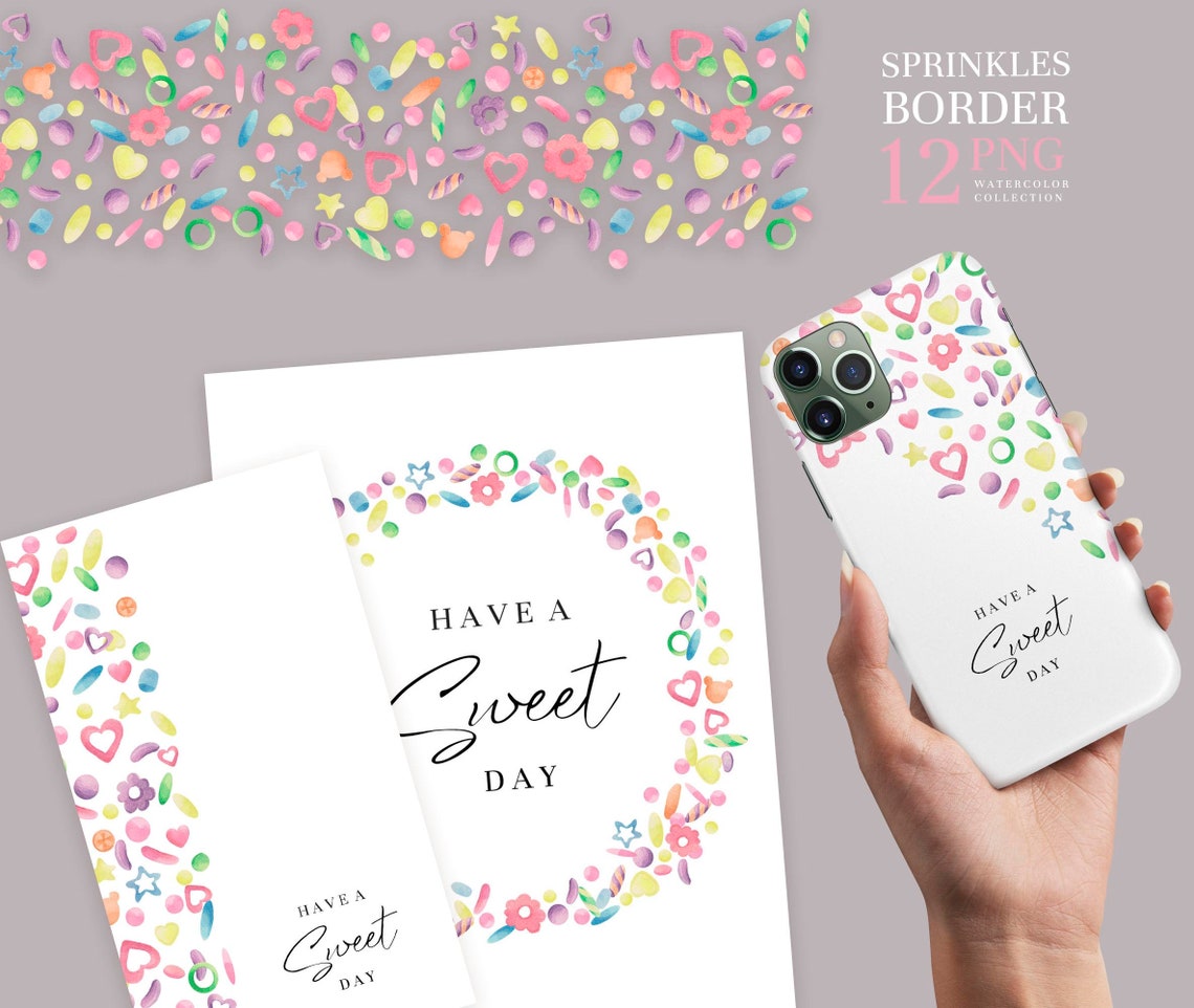 Sprinkles border printable clipartBaking clip art sprinkle Etsy