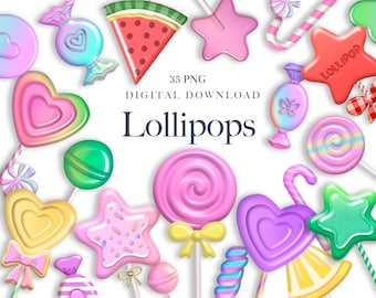 Lollipop clipart, candy land clipart, swirl lollipops png, DIGITAL DOWNLOAD
