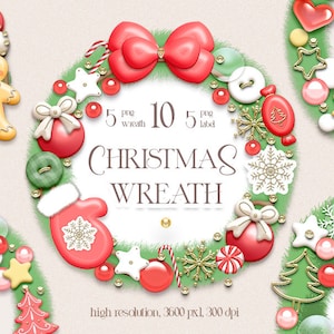 Christmas wreath clipart, Christmas wreaths png, Christmas frame clipart, INSTANT DOWNLOAD