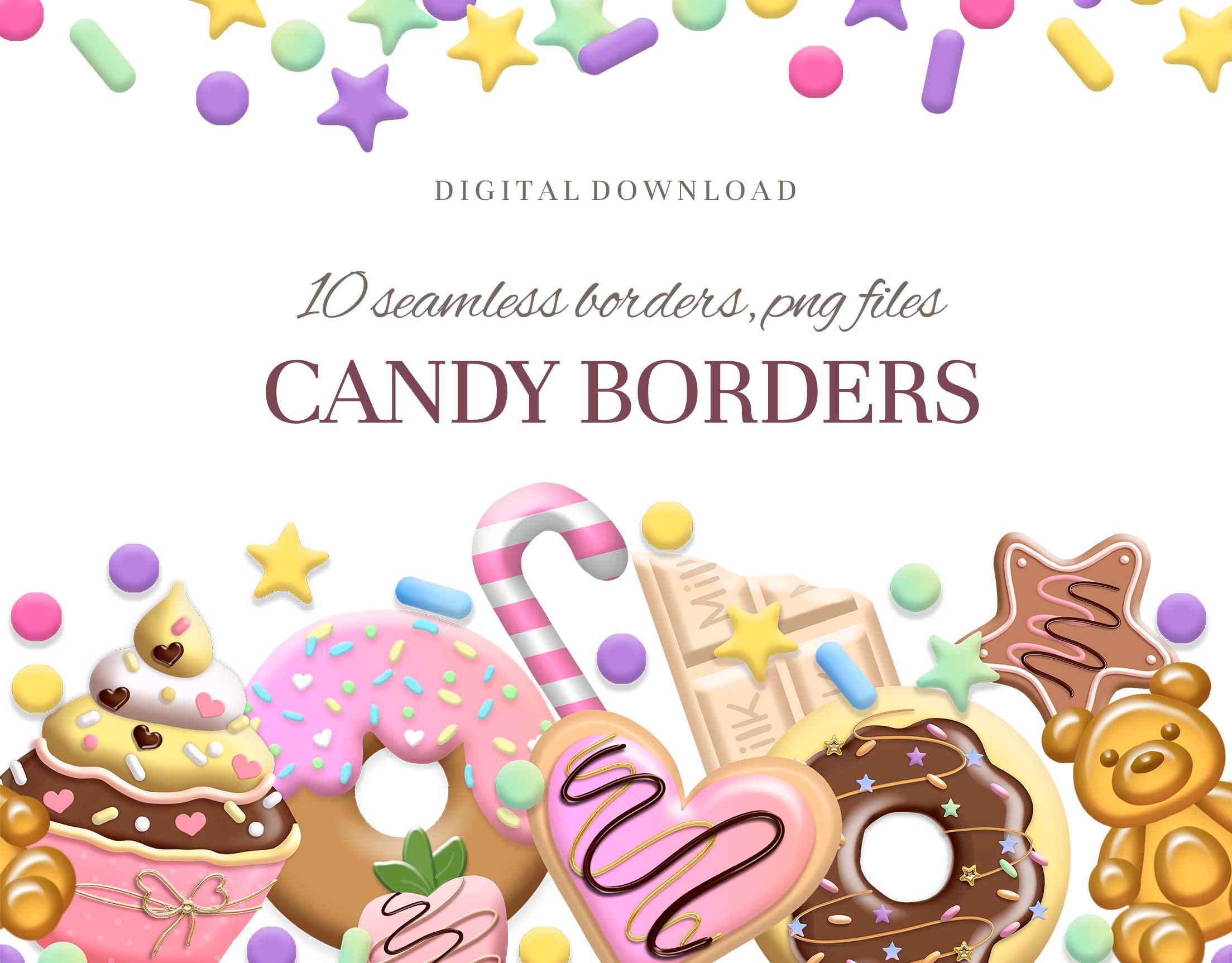Candy clipart, sweets borders, INSTANT DOWNLOAD