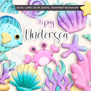 Seashells clip art, Under the Sea png, summer vibes png, Digital download.