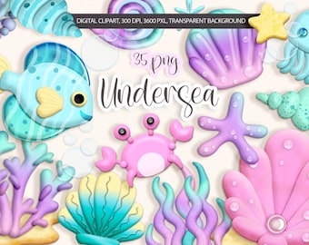 Schelpen illustraties, Under the Sea png, zomervibes png, Digitale download.