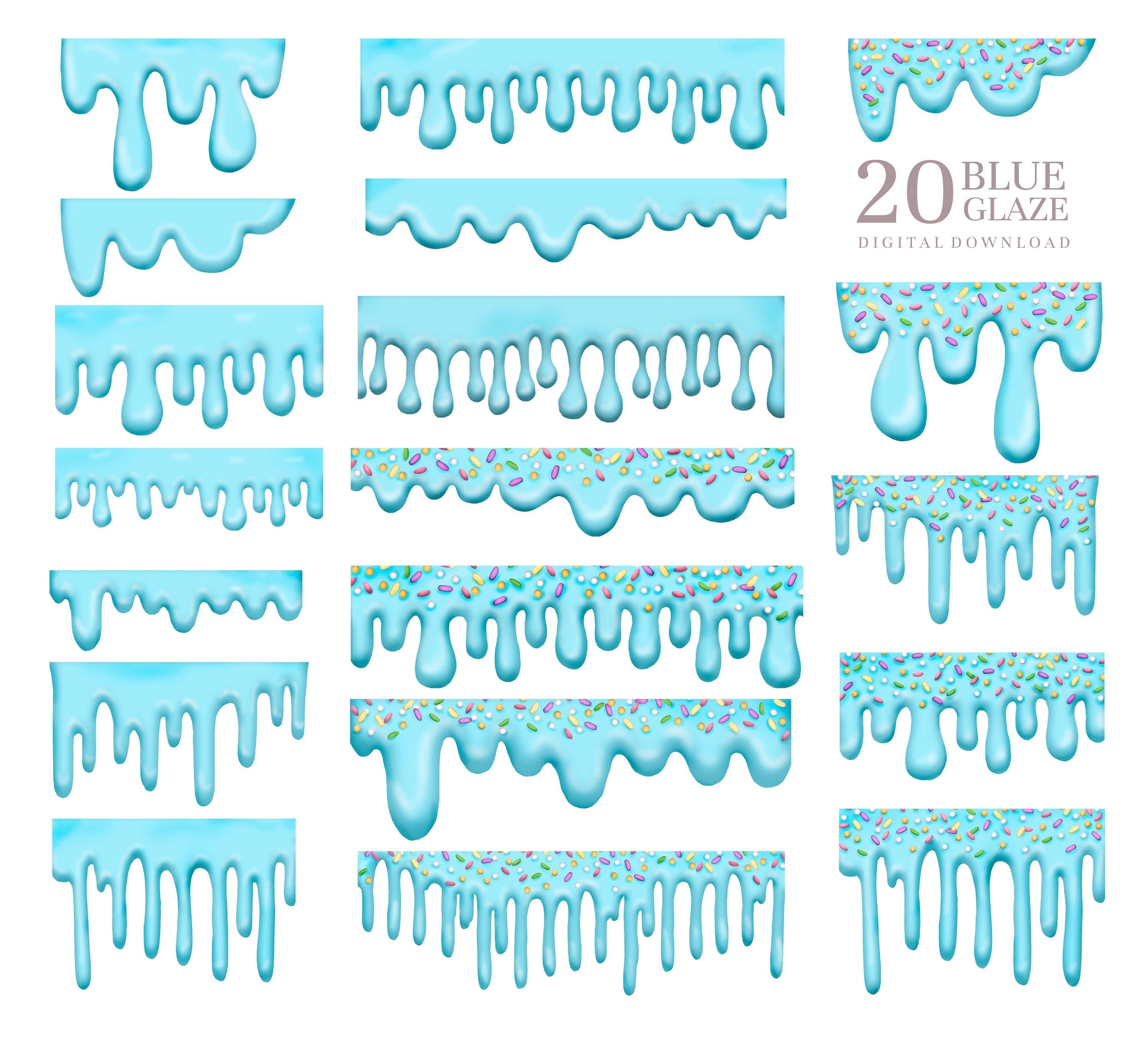 Blue Glaze Clipart Sprinkles Borders Clipart Ice Cream Drip Etsy