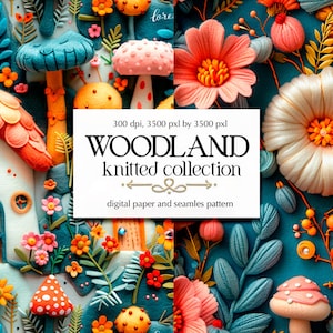 Motif animal des bois, modèle sans couture de forêt, papier numérique à broder, TÉLÉCHARGEMENT NUMÉRIQUE