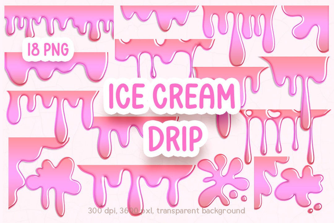 Ice Cream Clipart, Ice Cream Png, Ice Cream Drip Clipart, DIGITAL