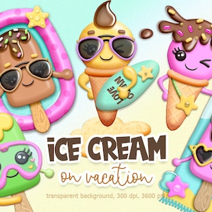Kawaii gelato clipart, ClipArt Popsicle, ClipArt estive, Download digitale.