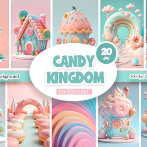 Candy land Clipart, Donut und Eis Hintergrund, Lebkuchenhaus Wallpaper, digitaler Download.