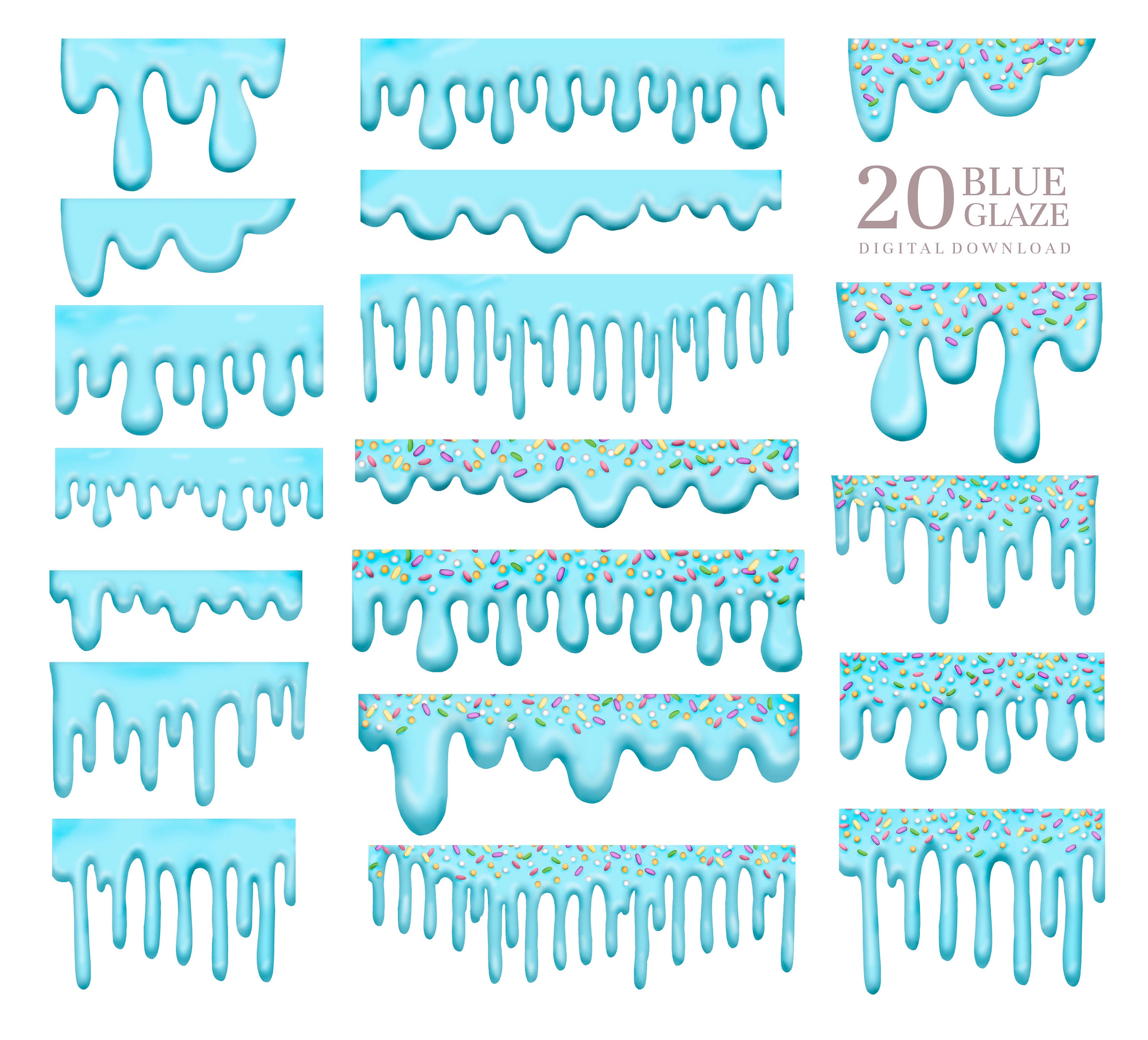 Ice Cream Drip Png Sprinkles Clipart Blue Dripping Border Etsy