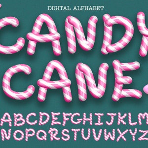 Candy cane letters clipart, pink  alphabet, sweet numbers png, DIGITAL DOWNLOAD
