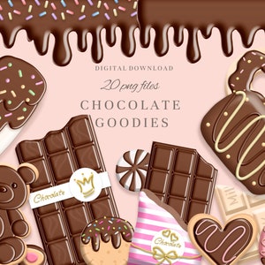 Schokolade Clipart, tropfende Schokolade png, Sprinkles Clip Art, Eis und süße Clipart, DIGITAL DOWNLOAD