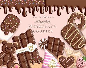 Schokolade Clipart: Tropfende Schokolade & Zuckerguss (Digitaler Download)