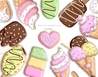 Ice cream clipart, Popsicle clip art, Digital download.