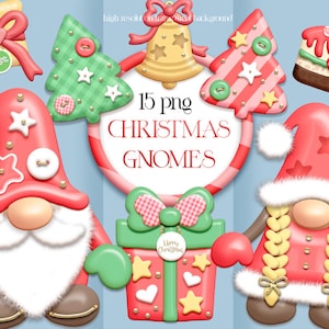 Christmas gnome clipart, Merry Christmas clipart, Holiday gnomes png, Digital download.