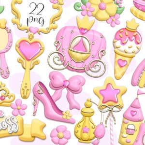 Clipart princesse, princesse couronne clipart, clipart bébé fille, téléchargement immédiat.