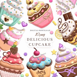 Cupcake clipart, Bakken clip art, Digitale download.