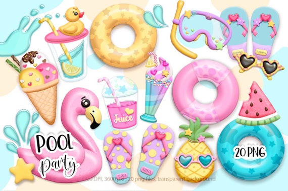 Free: Swimming Toys Cliparts - Pool Party Piscina Png 