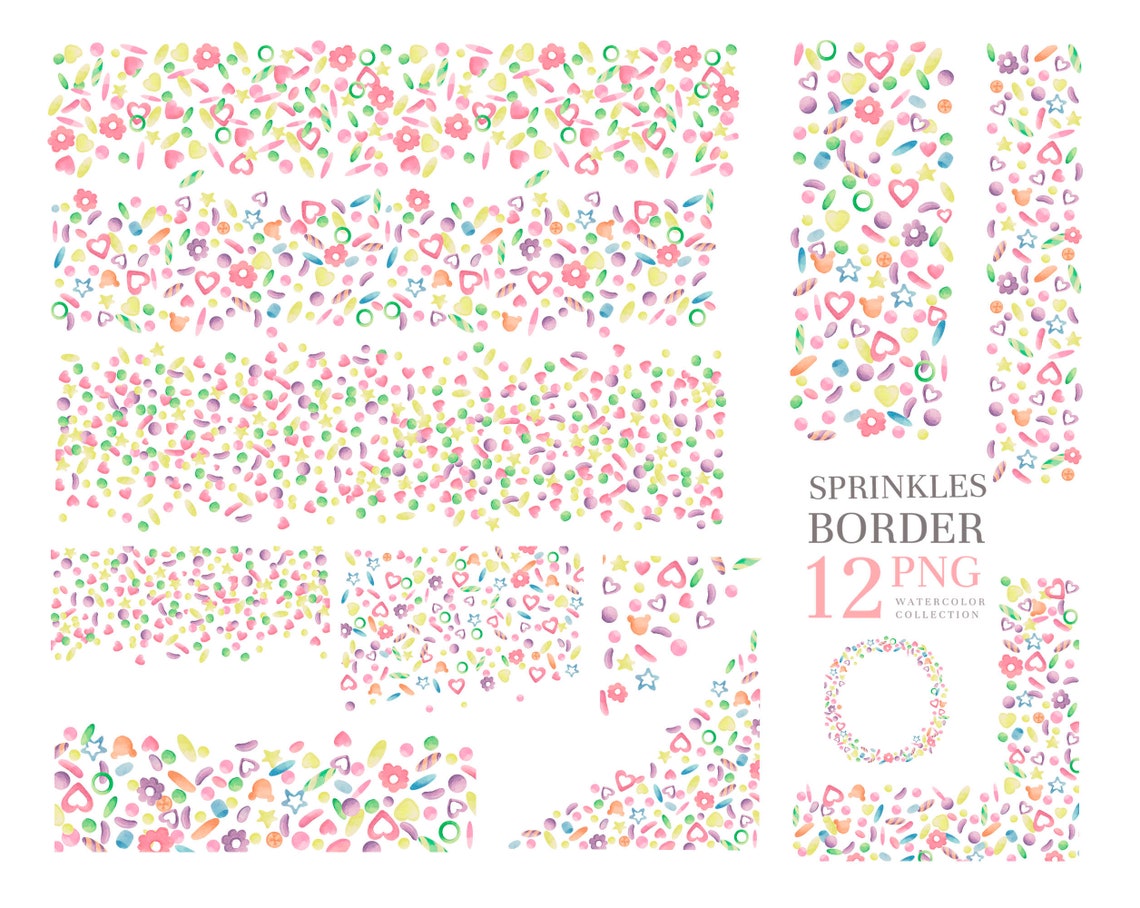 Sprinkles border printable clipartBaking clip art sprinkle Etsy