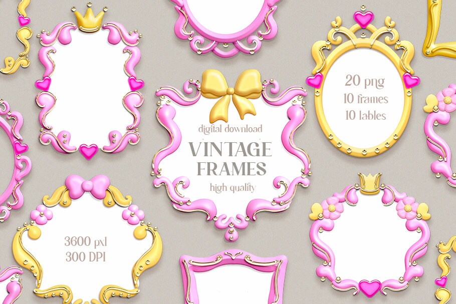 Hot Pink Ribbon Banners Cliparts Tags Digital Clip Art. Wedding Label Frame  Ribbons Clipart Printable Download Commercial Use. PNG 