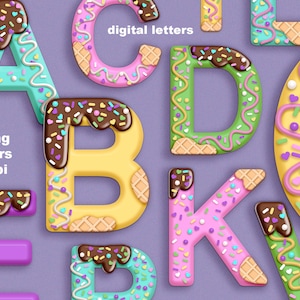 Candy Land Buchstaben, süßes Alphabet, Donut Buchstaben Clipart Clip Art, tropfende Zuckerguss Buchstaben, ABC png, digitaler Download.