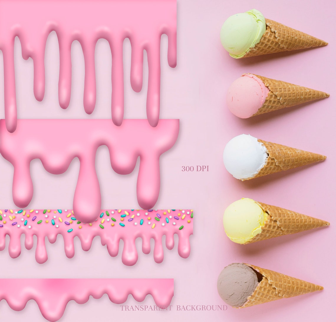 Ice Cream Drip Png Sprinkles Clipart Bakery Clipart Etsy UK