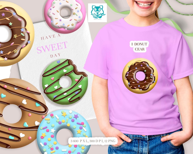 Baking Clipart Rainbow Donuts Clip Art Donut Png Sprinkles | Etsy