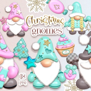 Christmas gnome clipart, Merry Christmas png, Christmas gnomes png, Digital download.