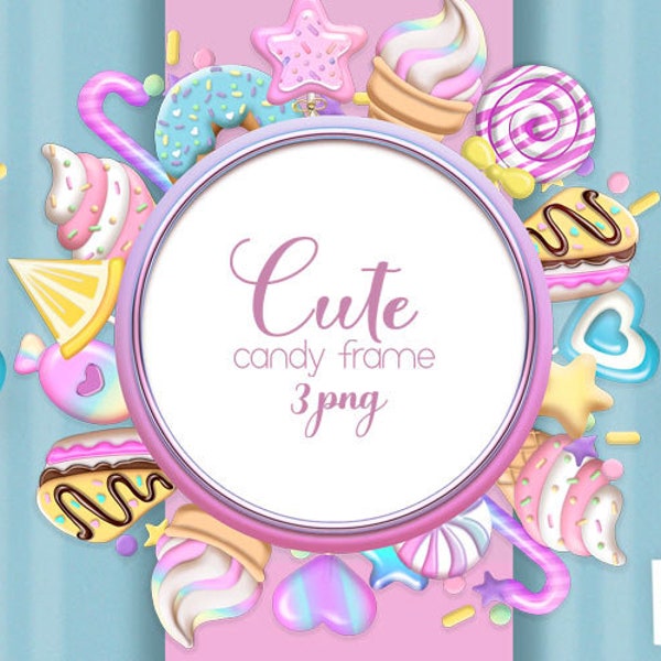 Sweet frame png, Candy and sweets clipart.