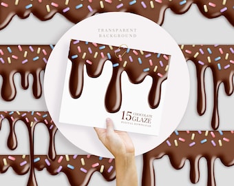 Chocolate clipart, dripping chocolate png ,sprinkles clip art, ice cream drip clipart ,DIGITAL DOWNLOAD