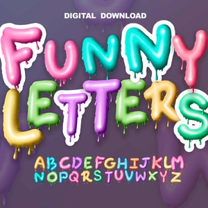 Dripping letters clipart, rainbow alphabet, colourful font, glaze letter png, DIGITAL DOWNLOAD