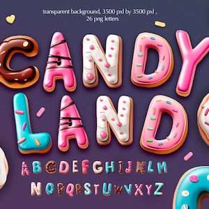 Clipart de letras Candyland, alfabeto doce png, DOWNLOAD DIGITAL