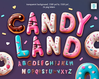 Candyland letters clipart, sweet alphabet png, DIGITAL DOWNLOAD