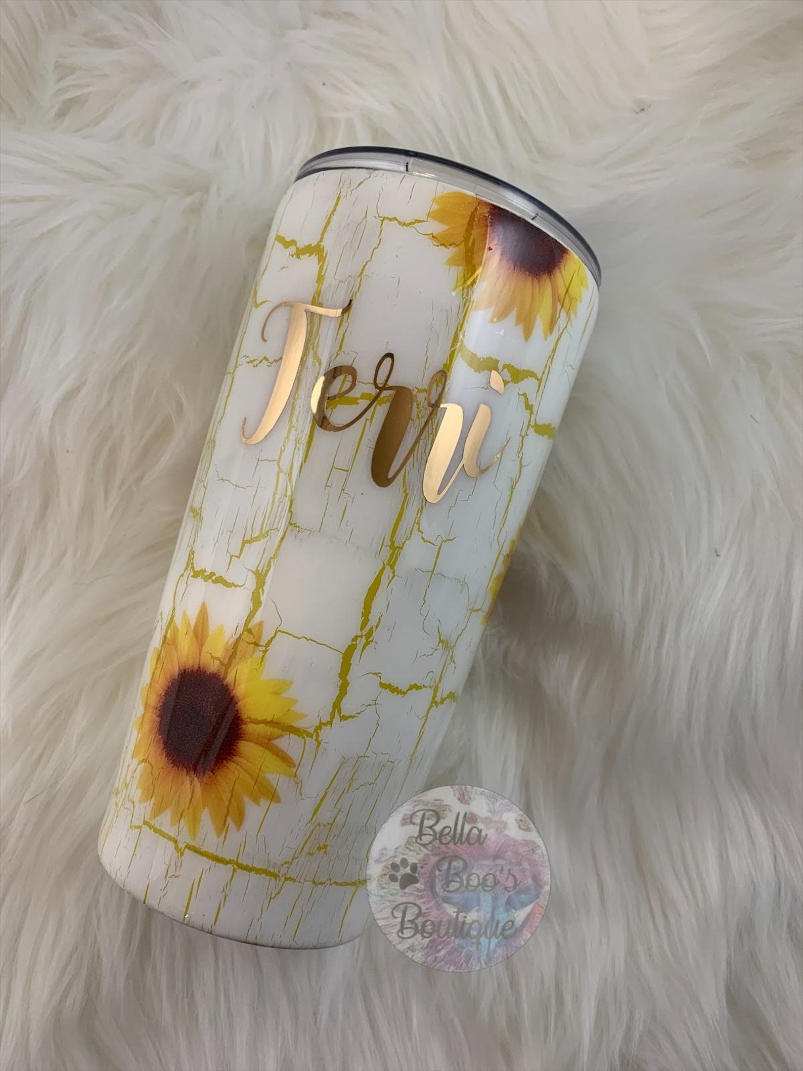 Sunflower Crackle Epoxy Tumbler Koozie 20 Oz Tumbler 30 Oz Etsy