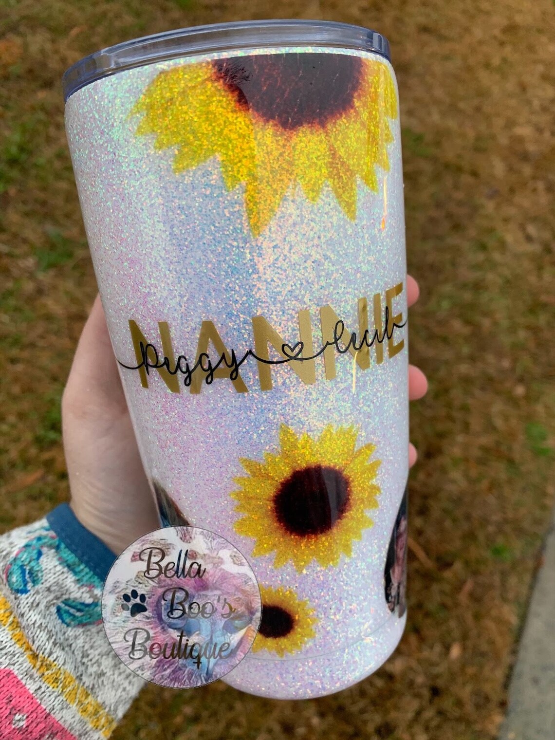 Custom Made Sunflower and Photos Epoxy Tumbler Koozie 20 Oz Etsy
