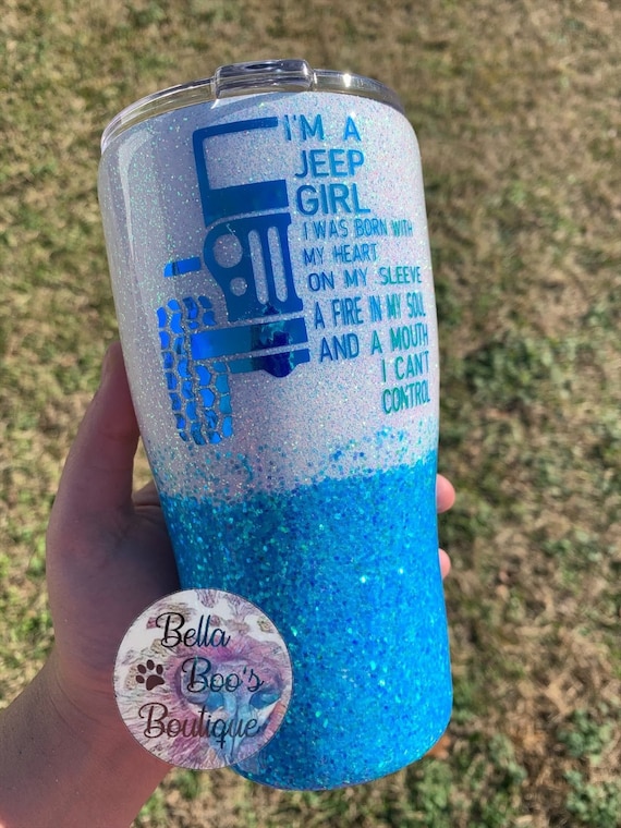 Custom Jeep Girl Glitter Epoxy Tumbler Glitter Koozie 20 oz Etsy
