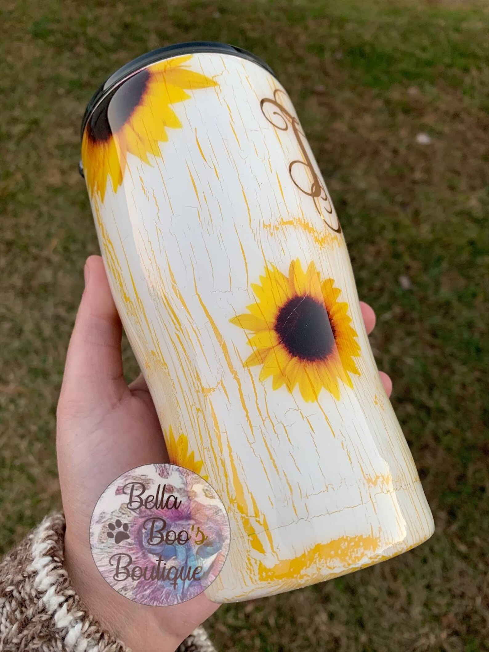 Sunflower Crackle Epoxy Tumbler Koozie 20 Oz Tumbler 30 Oz Etsy