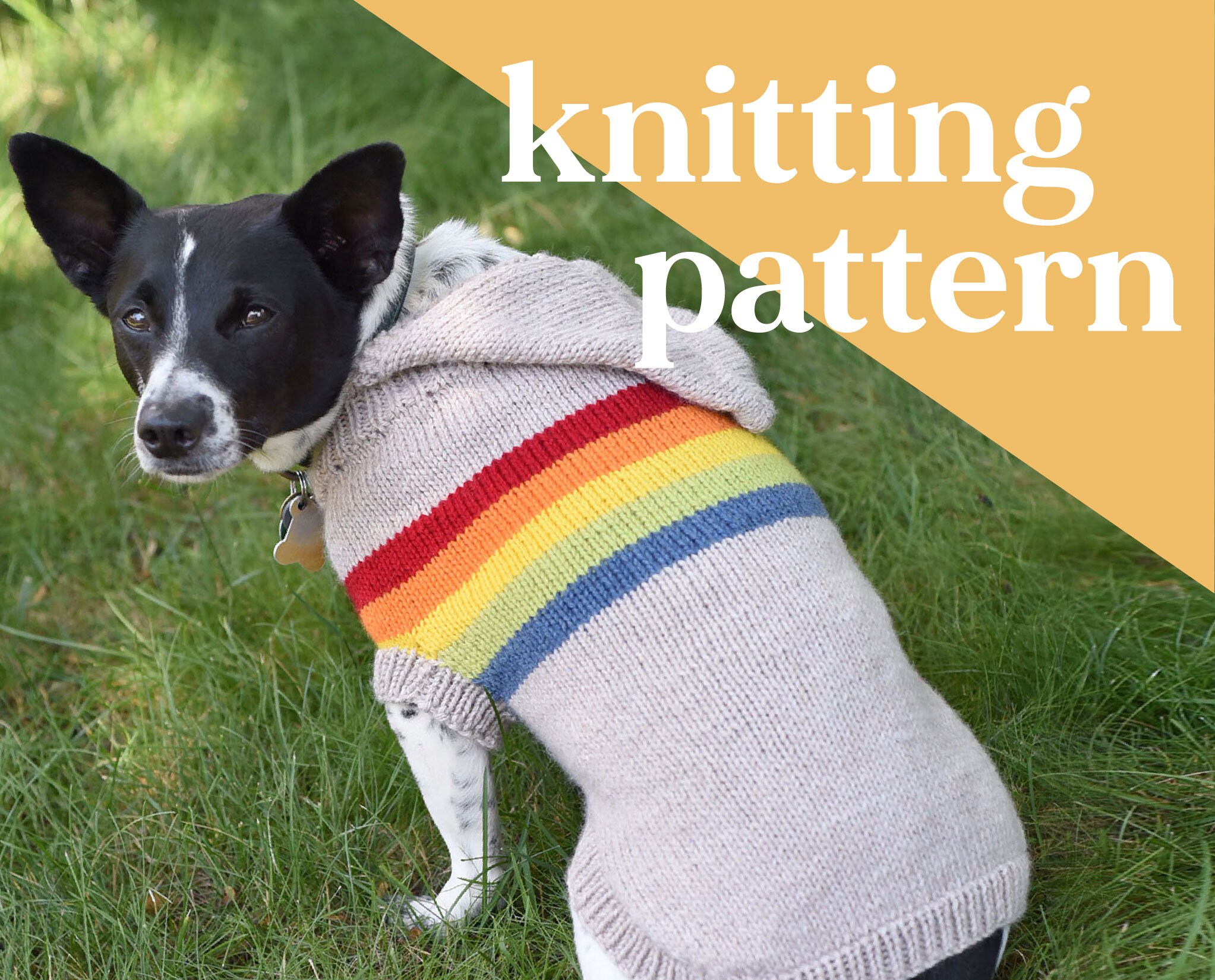 Retro Rainbow Dog Sweater Dog Sweater Knitting Pattern Etsy