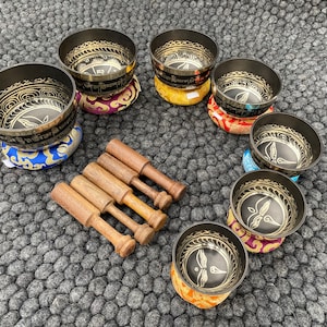 Mantra chakra set singing bowl - set of seven singing bowl-meditation yoga - chakra balancing and sound healing set bowl