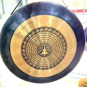 Extra large Handmade Nepal Gong with Stand – Small to Large Meditation Gong – Deep, Soothing Sound for Relaxation & Sound Healing Himalayan