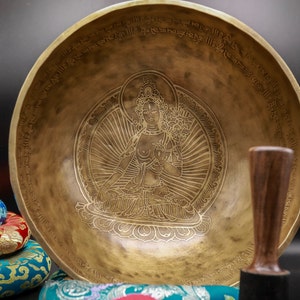 9 inches handmade singing bowl- sound healing meditation yoga bowl-mantra carved sound bowl- made in Nepal