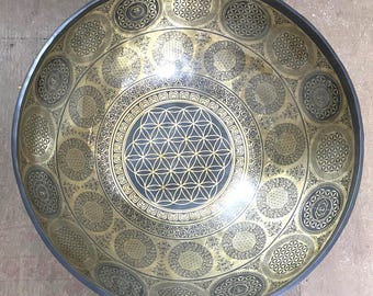 22 inches Extra large flower of life Tibetan singing bow-meditation yoga sound healing - standing bowl from nepal
