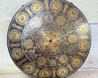Gong de méditation artisanal : Gong de guérison par le son népalais avec support