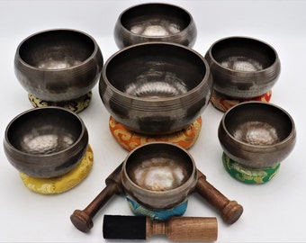 Super special hand hammer vintage looks singing bowls-Beautiful Tibetan handmade singing bowl-peac love and mindfulness-gift set chakra bowl