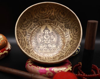 9 Inch Mantra Singing Bowl: Tibetan Sound Healing, Meditation, Chakra Balancing