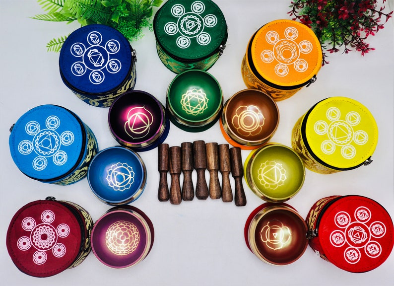 Handmade chakra singing bowl setseven chakra singing Etsy