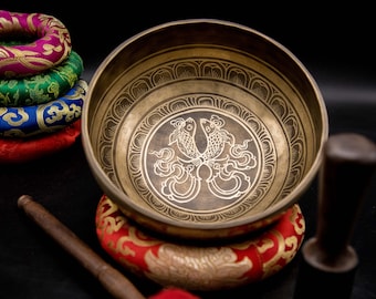 Handmade 9" Mantra Etched Singing Bowl: Chakra Healing & Meditation