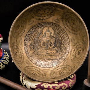 10&quot; fine quality mantra singing bowl, Tibetan singing bowl, healing bowl, meditation, chakra healing , yoga boewl